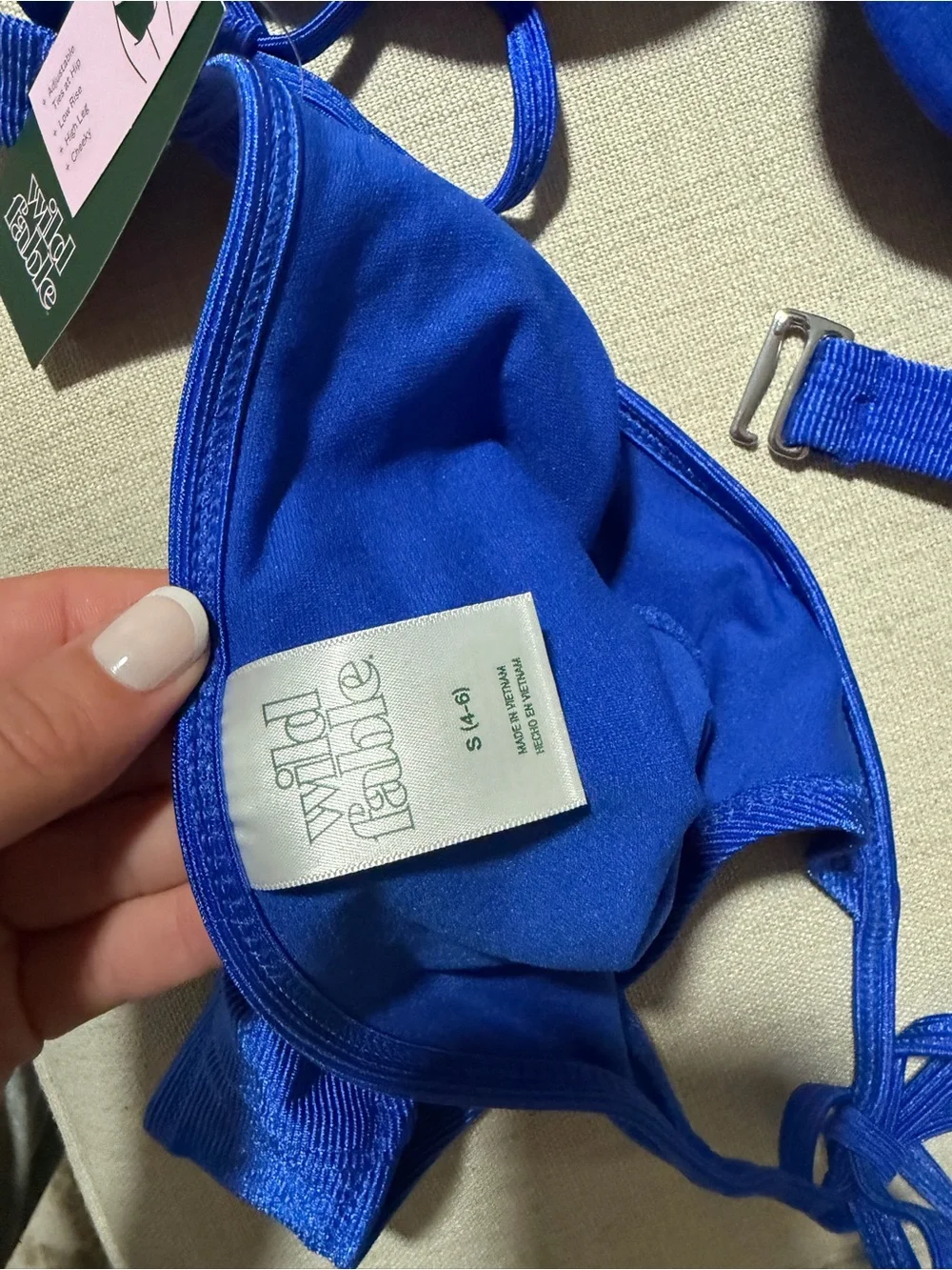 Royal Blue Ribbed Tie-Side Bikini Set